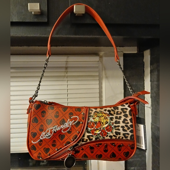 Ed Hardy Handbags - Ed Hardy NWT Red Skull & Leopard Shoulder Bag/Crossbody